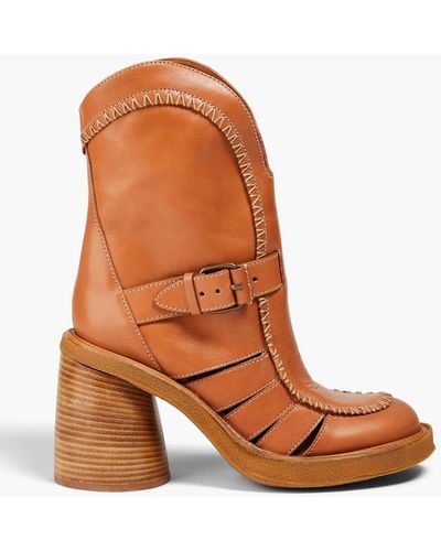 Zimmermann Whipstitched Leather Ankle Boots - Brown