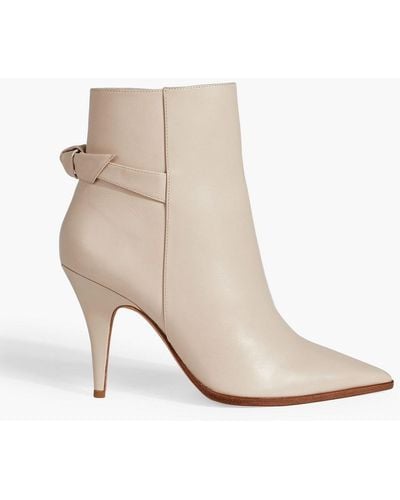 Alexandre Birman Clarita Bow-embellished Leather Ankle Boots - Natural