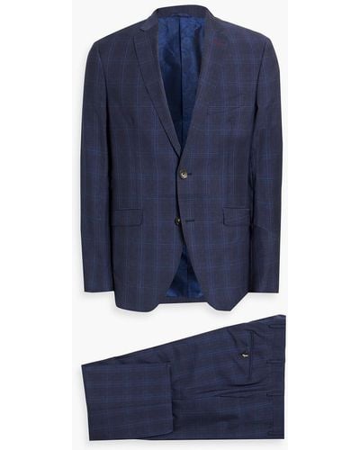Etro Checked Wool-tweed Suit - Blue
