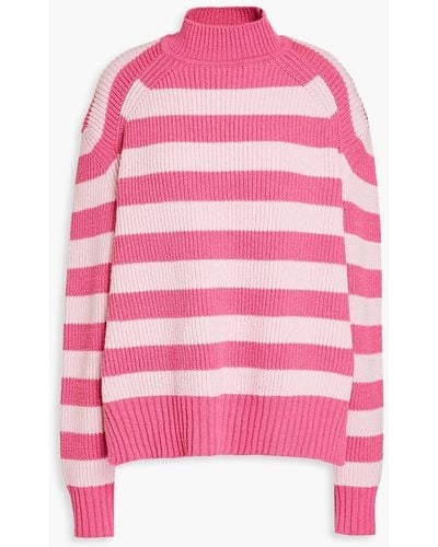 Jacquemus La Maille Rayures Striped Ribbed-knit Turtleneck Sweater - Pink