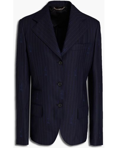 Versace Pinstriped Wool And Cotton-blend Twill Blazer - Blue