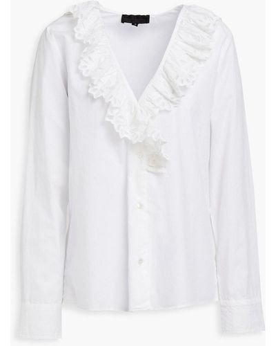 Nili Lotan Everett Ruffle-trimmed Cotton-jersey Blouse - White