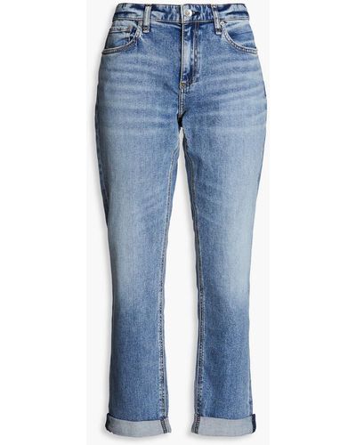 Rag & Bone Dre boyfriend-jeans mit schmalem bein in ausgewaschener optik - Blau