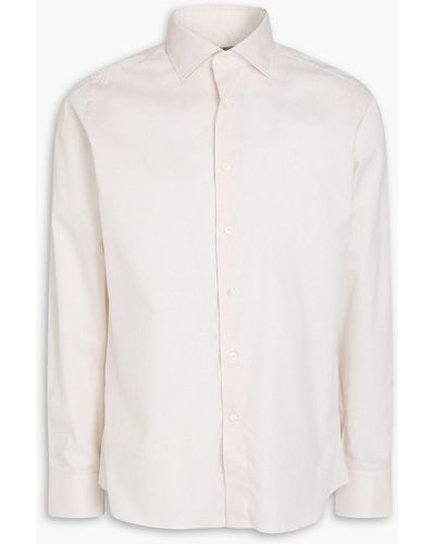 Canali Kariertes hemd aus baumwollpopeline - Weiß