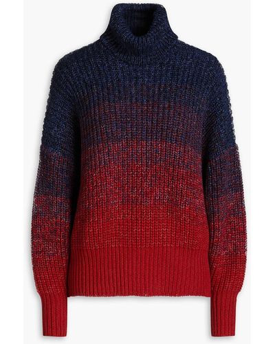 Autumn Cashmere Oversized Dégradé Ribbed Cotton Turtleneck Sweater - Red