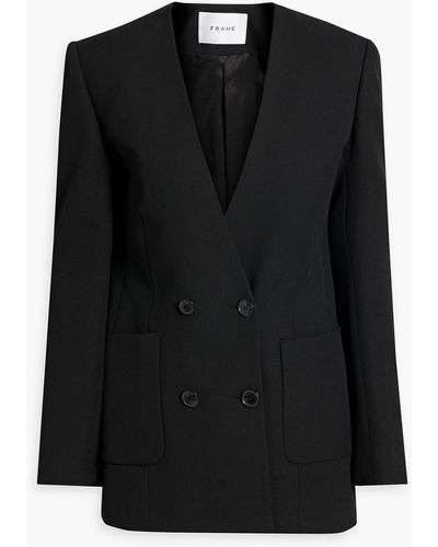 FRAME Double-breasted Twill Blazer - Black