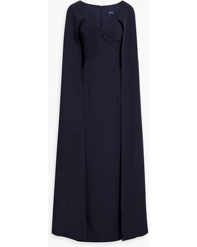 Marchesa Cape-effect Twisted Stretch-crepe Gown - Blue