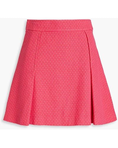 Moschino Pleated Polka-dot Cotton-blend Tweed Mini Skirt - Pink