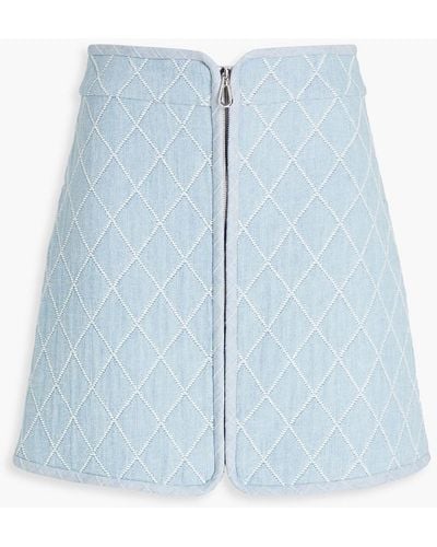 Sandro Maya Cotton-blend Jacquard Mini Skirt - Blue