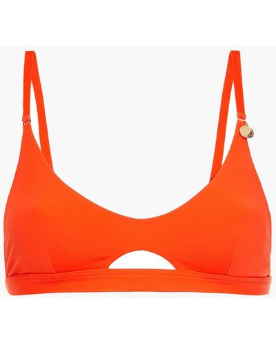 Stella McCartney Cutout Embellished Triangle Bikini Top - Orange