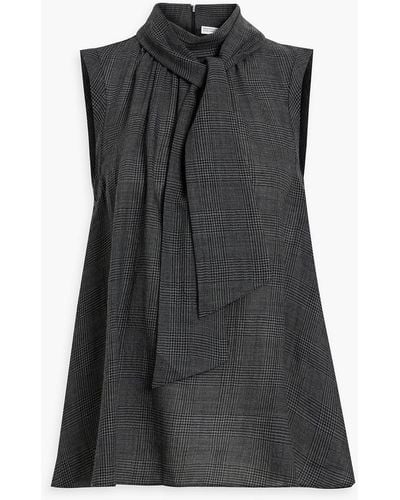 Brunello Cucinelli Bead-embellished Checked Wool-tweed Top - Black