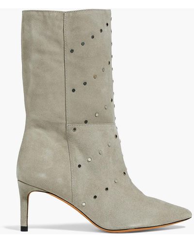IRO Milow Studded Suede Boots - Grey