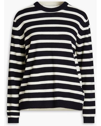 Chinti & Parker Striped Wool And Cashmere-blend Sweater - Black
