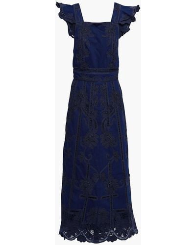 Valentino Garavani Crochet And Denim Maxi Dress - Blue