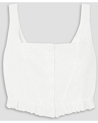 SINDISO KHUMALO The Vanguard Cropped Broderie Anglaise Cotton Top - White