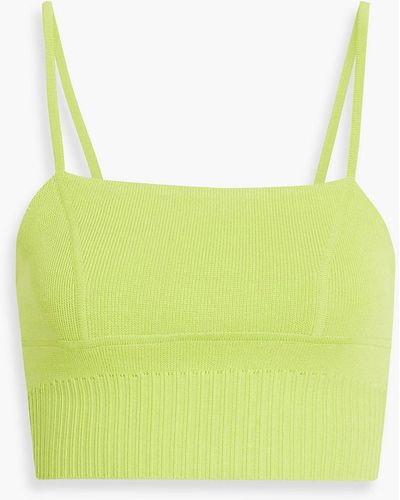 Aje. Coronil Cropped Knitted Top - Yellow