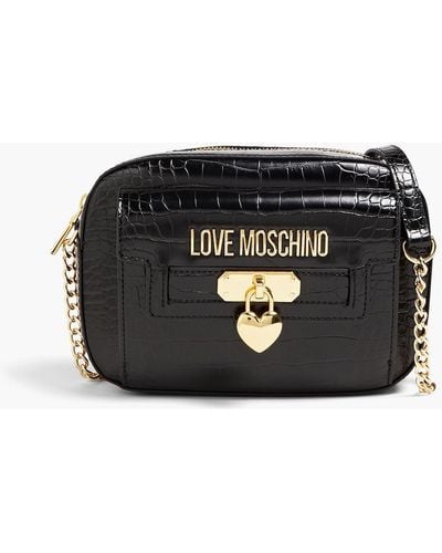 Love Moschino Faux Croc-effect Leather Shoulder Bag - Black