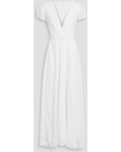 LoveShackFancy Cutout Fil Coupé Cotton-gauze And Georgette Maxi Dress - White