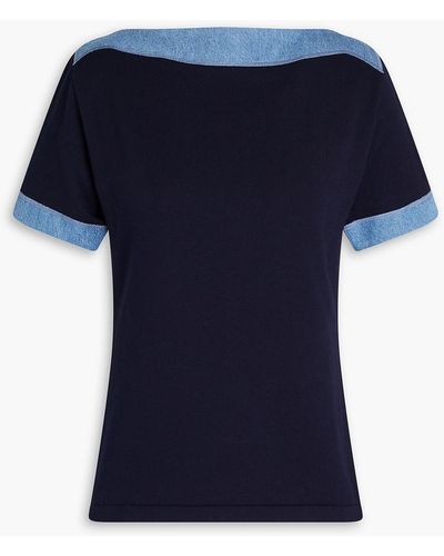 Giuliva Heritage Indret Denim-trimmed Cotton T-shirt - Blue