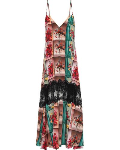 Stella McCartney Lace-paneled printed silk crepe de chine maxi slip dress - Mehrfarbig