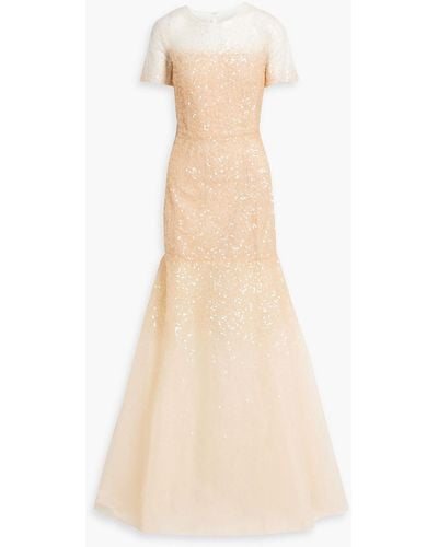 Carolina Herrera Embellished Tulle Gown - Natural