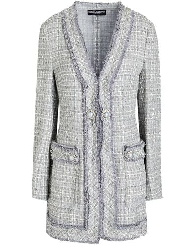 Dolce & Gabbana Embellished Metallic Tweed Jacket - Grey