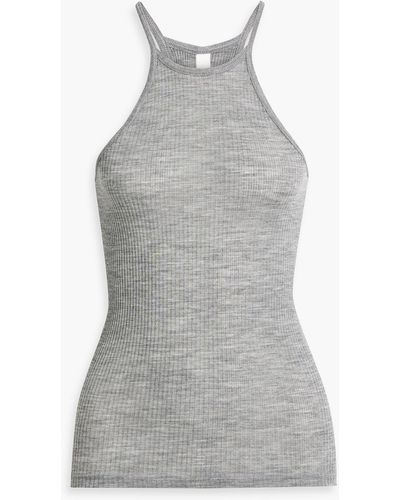 Dion Lee Ribbed Wool And Silk-blend Jersey Tank - Grey