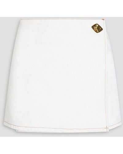 Ganni Wrap-effect Denim Mini Skirt - White