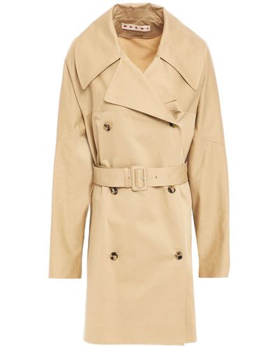 Marni Cotton And Linen-blend Gabardine Trench Coat - Natural