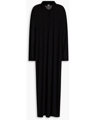 Totême Barzio Lyocell And Cotton-blend Jersey Midi Dress - Black