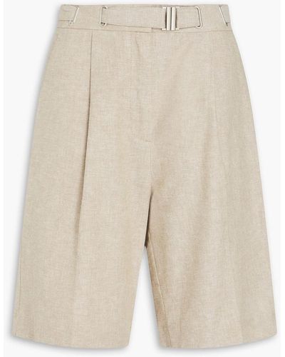 REMAIN Birger Christensen Belted Linen And Cotton-blend Twill Shorts - White