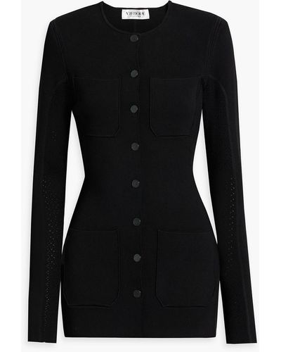 Victoria Beckham Pointelle-knit Jacket - Black