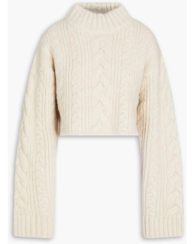 ROTATE BIRGER CHRISTENSEN Cutout Brushed Cable-knit Turtleneck Jumper - White
