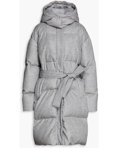 JOSEPH Celida Quilted Wool, Tm And Cashmere-blend Flannel Hooded Down Coat - Grey