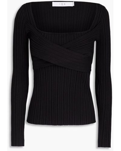 IRO Silk-blend Ribbed-knit Top - Black
