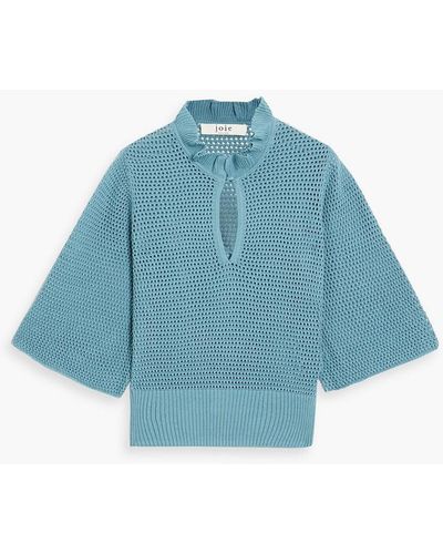 Joie Friedell Crochet-knit Cotton Jumper - Blue