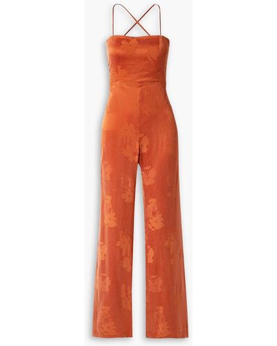 USISI SISTER Naomi Cupro-blend Jacquard Jumpsuit - Orange
