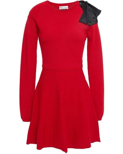 RED Valentino Valentino Bow-embellished Knitted Mini Dress - Red