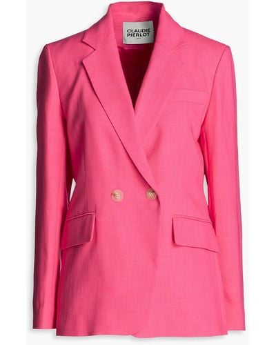 Claudie Pierlot Doppelreihiger blazer aus webstoff mit flammgarneffekt - Pink