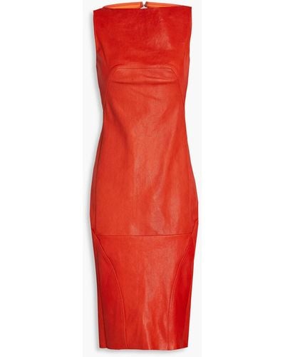 Rick Owens Kleid aus stretch-leder mit rückenausschnitt - Rot