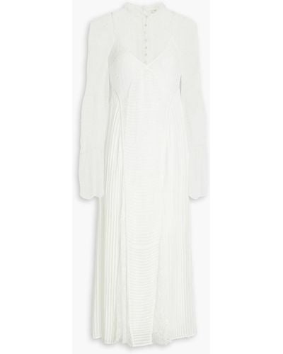 Temperley London Dreaming lace-paneled crepe de chine midi dress - Weiß