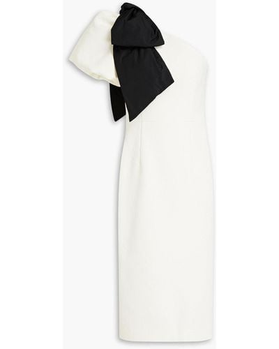 Rebecca Vallance Monique One-shoulder Bow-embellished Cloqué Midi Dress - White