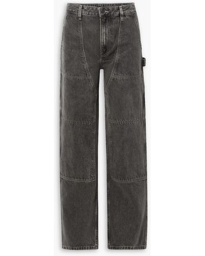 Helmut Lang Carpenter Paneled High-rise Straight-leg Jeans - Gray