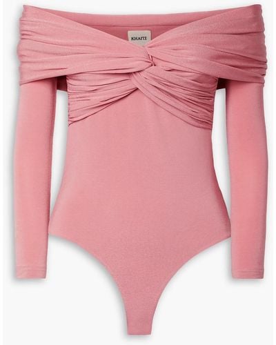 Khaite Cibo Off-the-shoulder Twisted Stretch-jersey Bodysuit - Pink