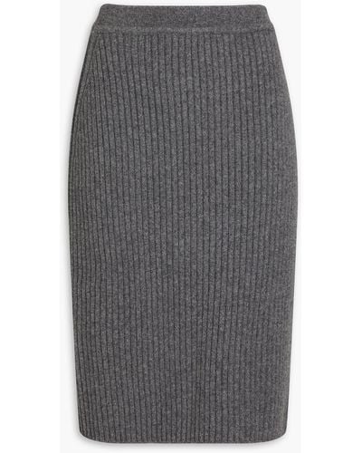 Thom Browne Ribbed Wool And Cashmere-blend Midi Skirt - Gray