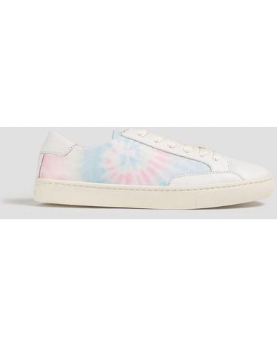 Soludos Ibiza Tie-dyed Textured-leather Trainers - White