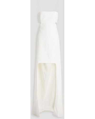 Halston Asher Asymmetric Cutout Crepe Gown - White