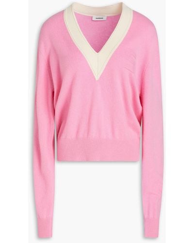 Sandro Wool And Cashmere-blend Sweater - Pink