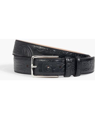 Etro Embossed Leather Belt - Black