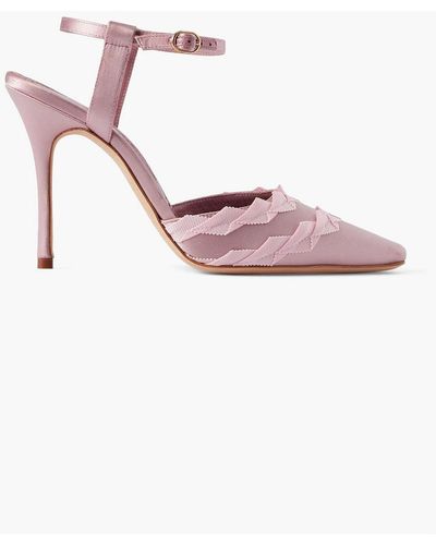 Manolo Blahnik Ayma 105 Grosgrain-trimmed Satin Court Shoes - Pink